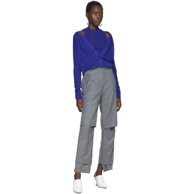 Shop Helmut Lang Blue Double Layer Cardigan In Azurite
