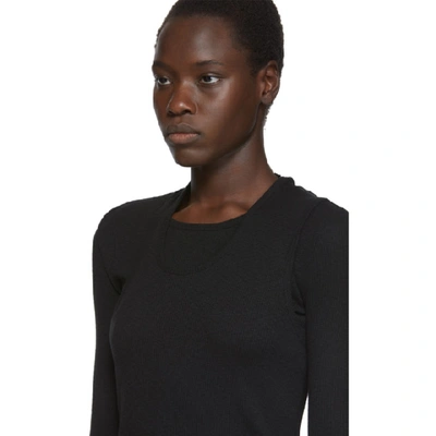 Shop Helmut Lang Black Double Layer Long Sleeve T-shirt