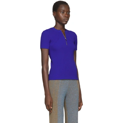 Shop Helmut Lang Blue Essential Zip Sweater In Azurite