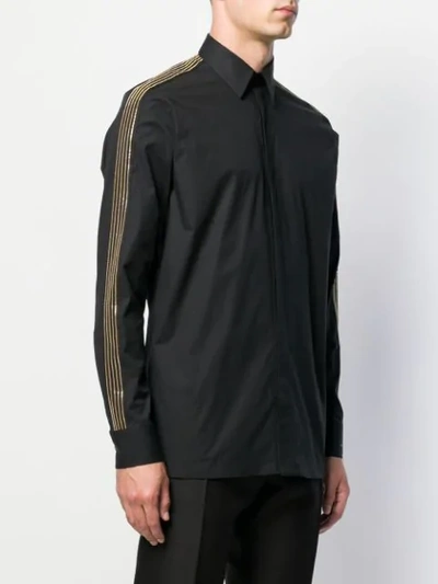 Shop Fendi Striped Sleeve Shirt In Black