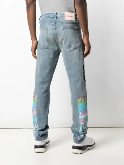 LOST DAZE PRINT DETAIL DENIM JEANS - 蓝色