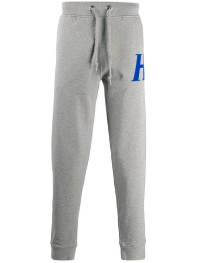 Shop Helmut Lang Monogram Logo Track Pants In Grey