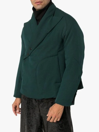 Shop Kiko Kostadinov Vein Cropped Padded Jacket In Green