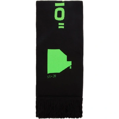 Shop Off-white Black Jacquard Arch Shapes Scarf In Black/green