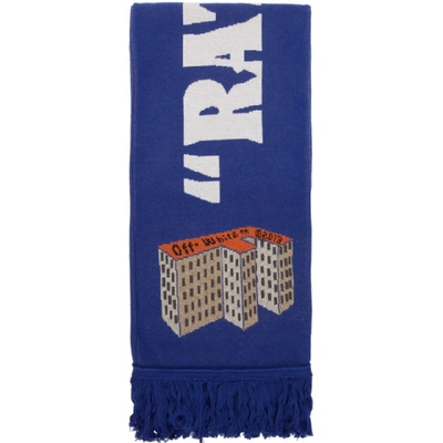 Shop Off-white Blue Knit Building Scarf In Blue/white