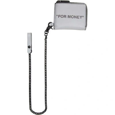 Shop Off-white Silver Quote Chain Wallet In Silver/blk