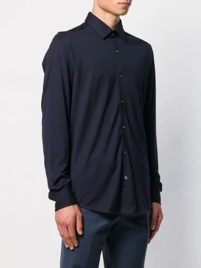 Shop Hugo Boss Plain Fitted Shirt In Blue