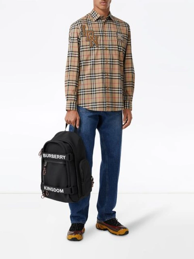 Shop Burberry Vintage Check Graphic Logo Shirt In Neutrals
