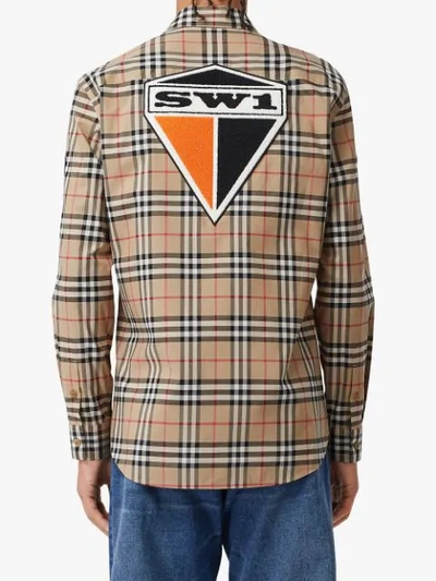 Shop Burberry Vintage Check Graphic Logo Shirt In Neutrals