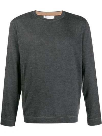 Shop Brunello Cucinelli Crew Neck Sweatshirt In Grey