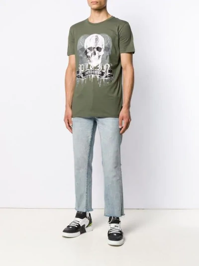 Shop Philipp Plein Crystal Skull Logo T-shirt In Green