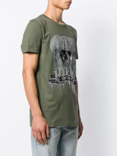 Shop Philipp Plein Crystal Skull Logo T-shirt In Green