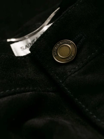 Shop Saint Laurent Slim-fit Velvet Trousers In Black
