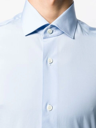 Shop Z Zegna Long-sleeved Buttoned Shirt In Blue