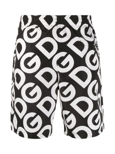 Shop Dolce & Gabbana Logo Print Swimming Shorts In Black