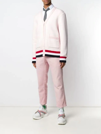 Shop Thom Browne Oversized Chunky Loopback Cardigan In Pink