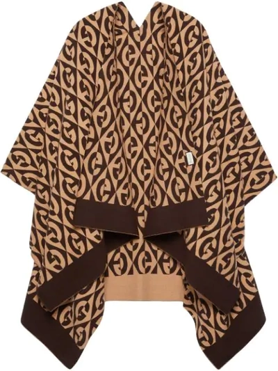 Shop Gucci G Rhombu Poncho In Neutrals