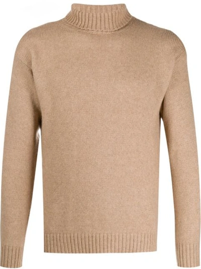 Shop Laneus Rollneck Knit Sweater In Neutrals