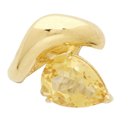 Shop Alan Crocetti Ssense Exclusive Gold And Yellow Citrine Single Right Drop Ear Cuff