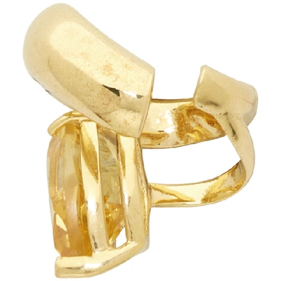 Shop Alan Crocetti Ssense Exclusive Gold And Yellow Citrine Single Right Drop Ear Cuff