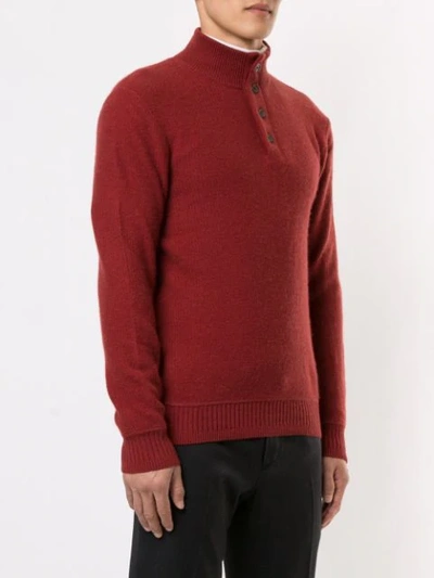 Shop Gieves & Hawkes Button-collar Knitted Jumper In Orange