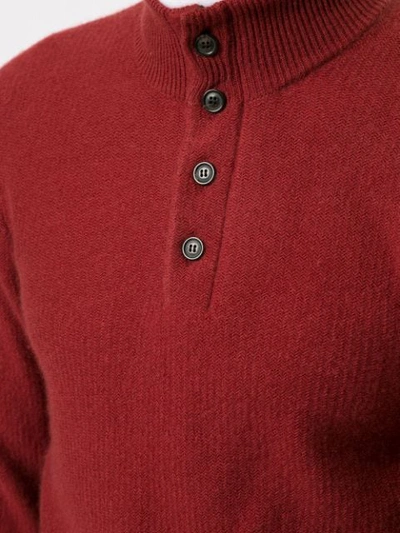 Shop Gieves & Hawkes Button-collar Knitted Jumper In Orange