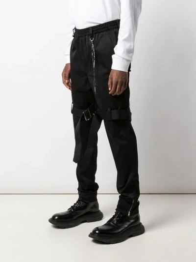 Shop Mastermind Japan Buckle Strap Trousers In Black