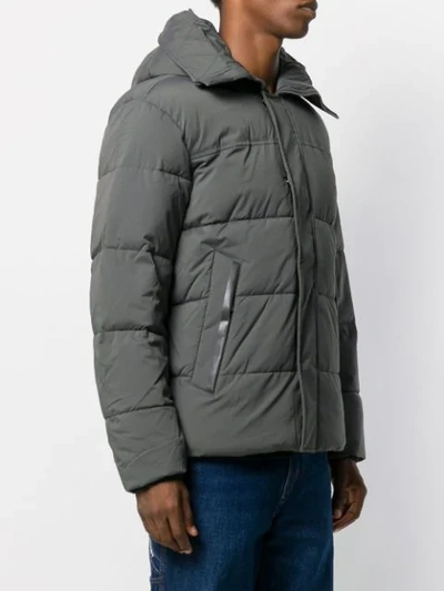 Shop Tommy Hilfiger Hooded Padded Jacket In Grey
