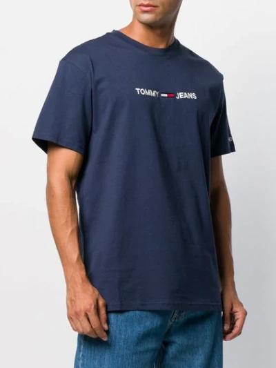 Shop Tommy Jeans Embroidered Logo T-shirt In Blue