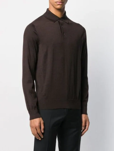 Shop Ermenegildo Zegna Polo Sweater In Brown