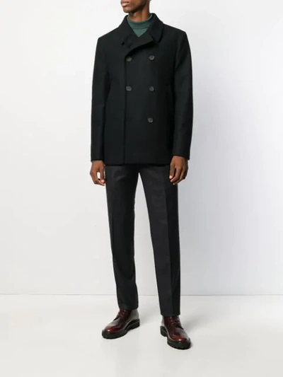 Shop Hevo Short Double-breasted Coat In Black