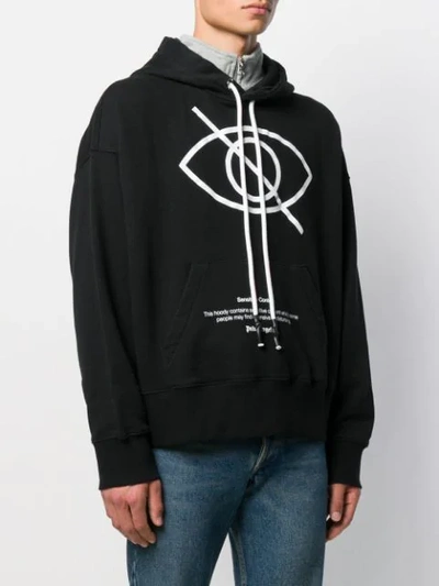 Shop Palm Angels Sensitive Content Print Hoodie In Black