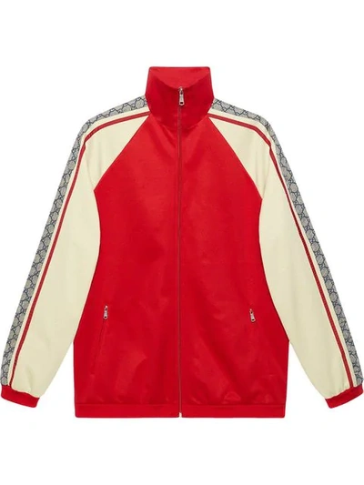 Shop Gucci Oversize Technical Jersey Jacket - Red