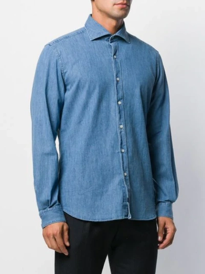 Shop Fay Colour Block Shirt In Blue