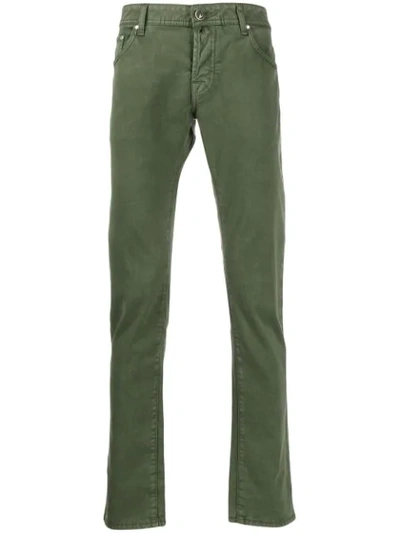Shop Jacob Cohen Straight Leg Trousers In Green
