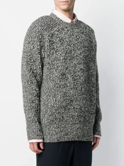 Shop Ami Alexandre Mattiussi Crew Neck Ribbed Sweater In Grey