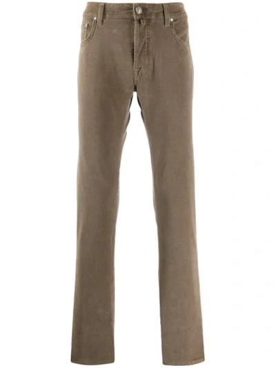 Shop Jacob Cohen Straight-leg Ribbed Trousers In Brown