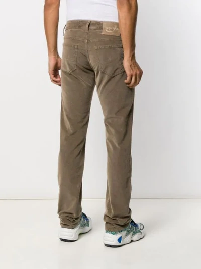 Shop Jacob Cohen Straight-leg Ribbed Trousers In Brown
