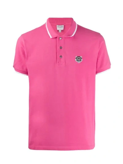 Shop Kenzo Tiger Embroidery Polo Shirt In Pink