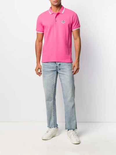 Shop Kenzo Tiger Embroidery Polo Shirt In Pink