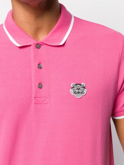 Shop Kenzo Tiger Embroidery Polo Shirt In Pink