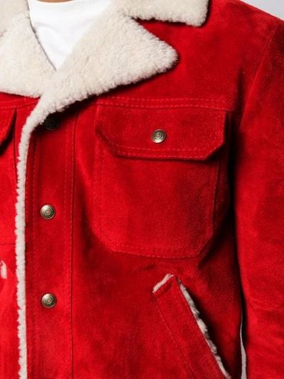 Shop Saint Laurent Shearling Lining Jacket In Red
