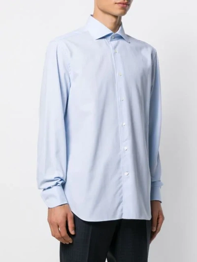Shop Corneliani Textured Slim-fit Shirt In Blue