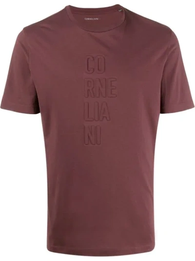 Shop Corneliani Embossed-logo T-shirt In Red