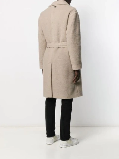 Shop Hevo Belted Single-breasted Coat In Neutrals