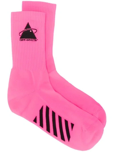 Shop Off-white Embroidered Logo Socks In Pink