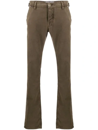 Shop Jacob Cohen Vintage Wash Mid-rise Trousers In Green