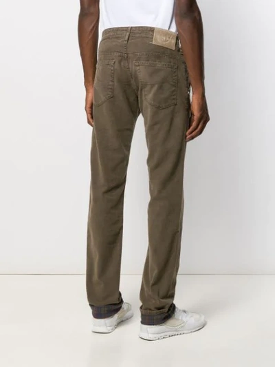 Shop Jacob Cohen Vintage Wash Mid-rise Trousers In Green