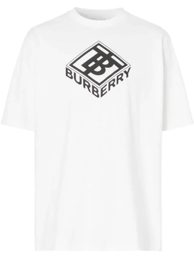 Shop Burberry Logo-print Cotton T-shirt In White