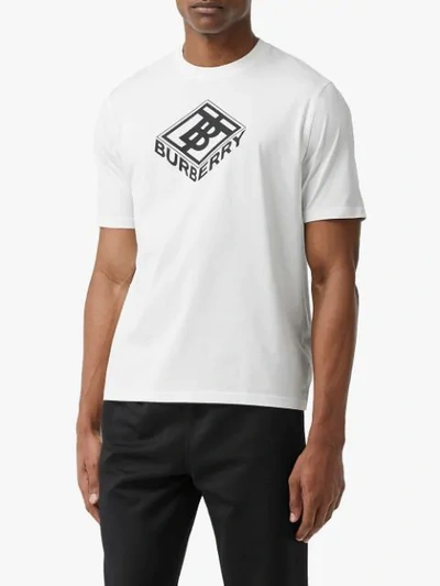 Shop Burberry Logo-print Cotton T-shirt In White